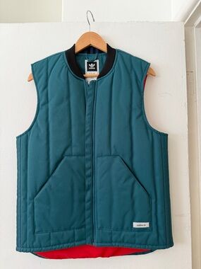 adidas Men's Teal Quilted Sleeveless Puffer Vest